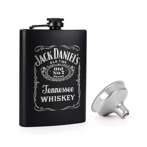 Custom Brand Portable Luxury stainless steel 8oz hip flask Matte Black whisky flask