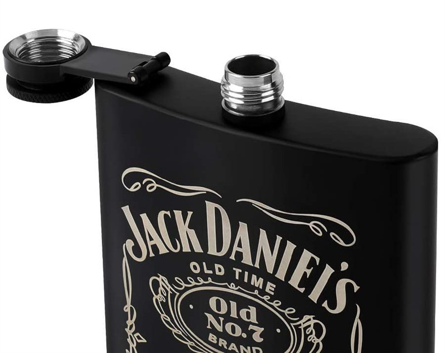 Custom Brand Portable Luxury stainless steel 8oz hip flask Matte Black whisky flask