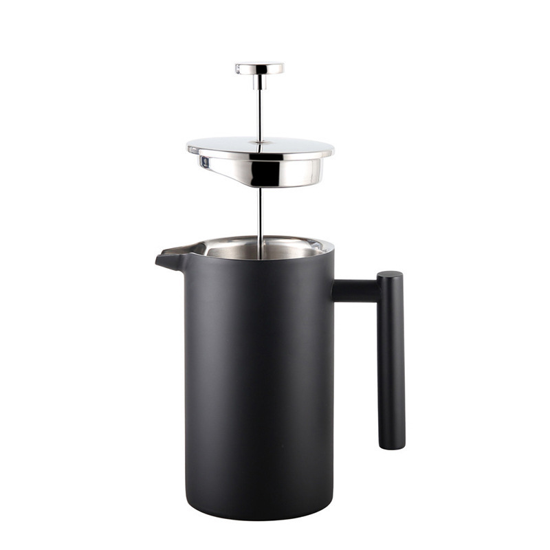 Custom 350ml/800ml Double Wall Coffee Maker Insulated French Press with Metal Body Modern Design and Lid for Household Use