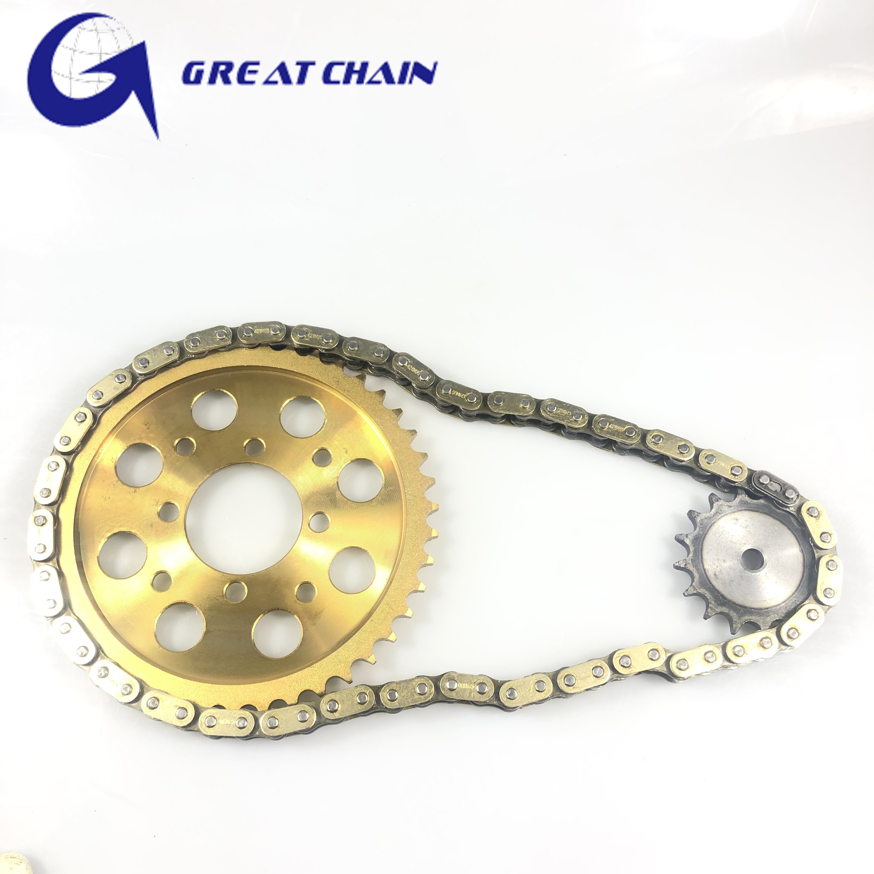 gold chrome motorcycle chain O seal  ring wirh rubber band chains with RAIDER 150 45T/14T