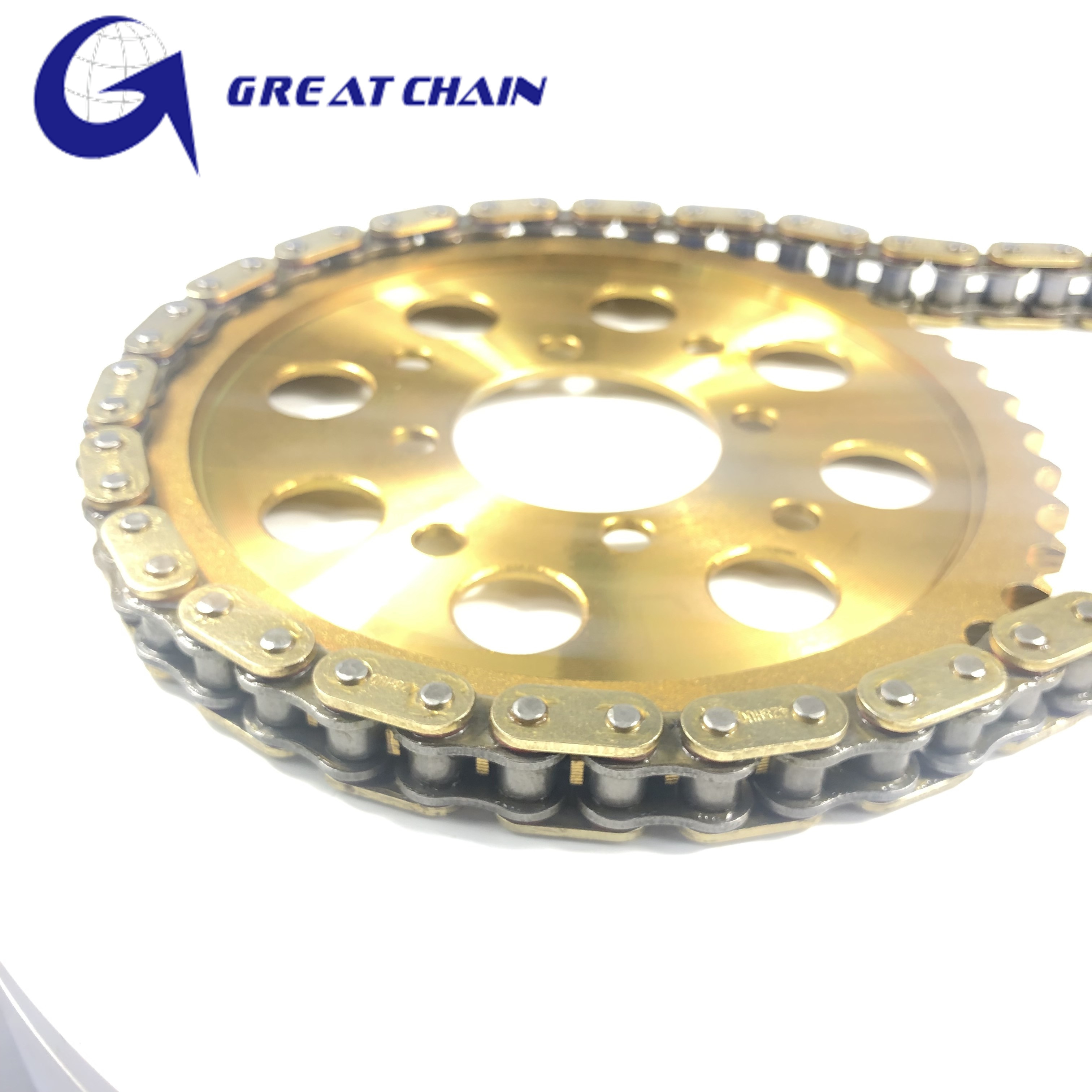 gold chrome motorcycle chain O seal  ring wirh rubber band chains with RAIDER 150 45T/14T