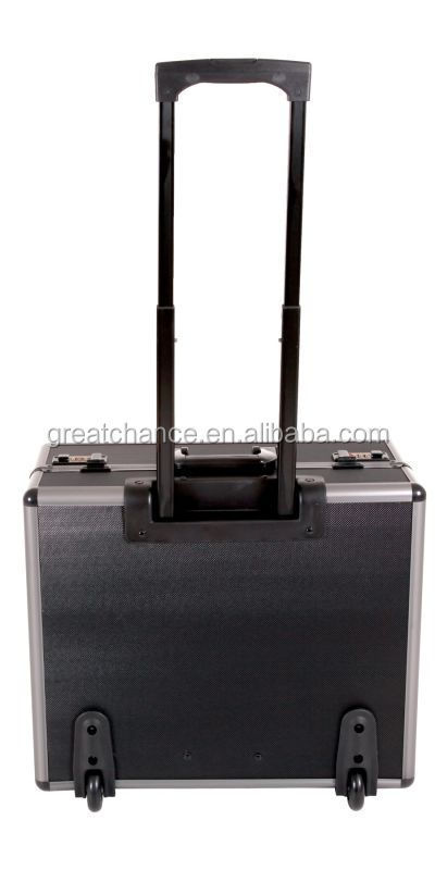 New Aluminium Black Pilot Case Wheeled Briefcase Carry Case Travel Work Business