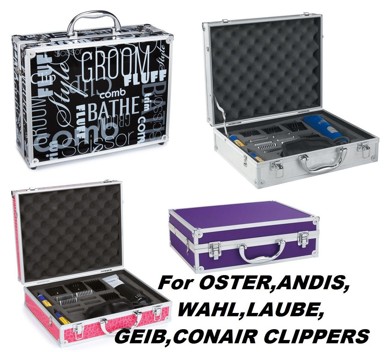 Grooming GROOMER STYLIST ALUMINUM Clipper/Blade/Accessory STORAGE Tote CASE