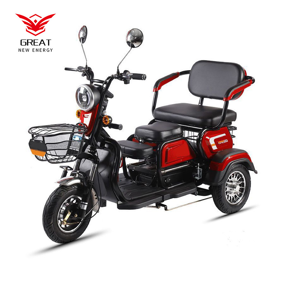 800w Electric Tricycle Household Small Scooter Three-Seat Adjustable Electric Tricycle