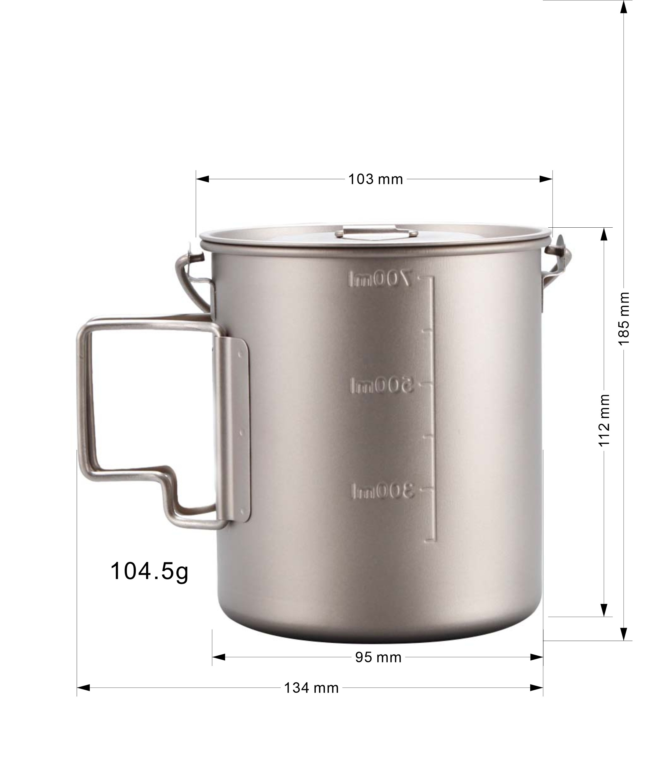 Outdoor Pot Picnic Cookware Titanium Cup Camping Hanging Pot With Folding Handle And Lid Tea Coffee Water Mug