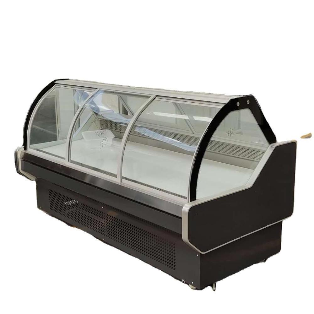 Supermarket fish seafood refrigerated display deli meat chiller self serve display counter