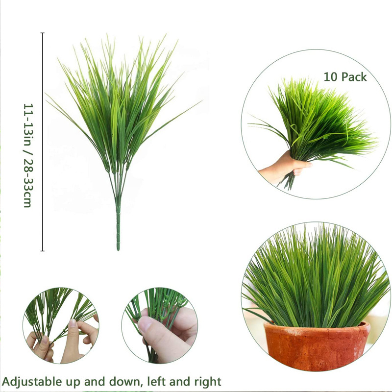 Artificial Plants Faux Plastic Wheat Grass  Leaves Shrubs Simulation Greenery Bushes Indoor Outside Home Garden Decor