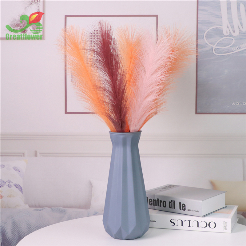 Low MOQ 61.5CM Long Artificial Pampas Grass Tall Dried Fluffy Stems Faux grass Bunches Plant For Wedding Vase Filler decor