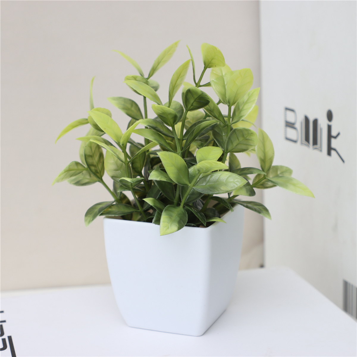 Artificial Plants Small Mini Potted Plastic Grass Leaves for Christmas Home Office Living Room Desk Decor