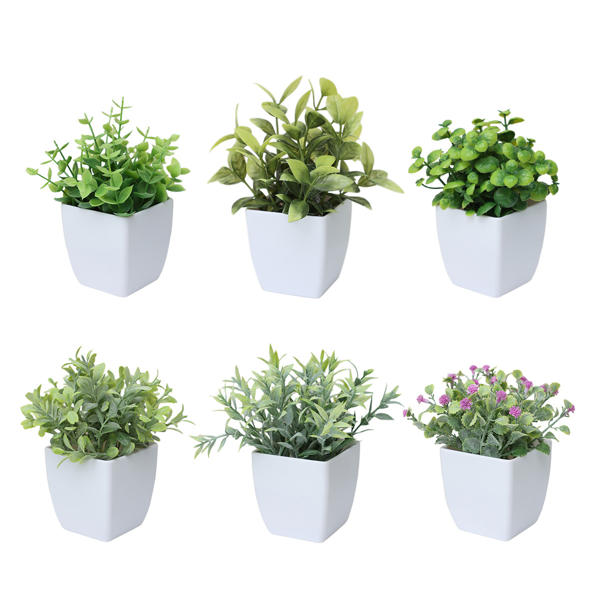 Artificial Plants Small Mini Potted Plastic Grass Leaves for Christmas Home Office Living Room Desk Decor