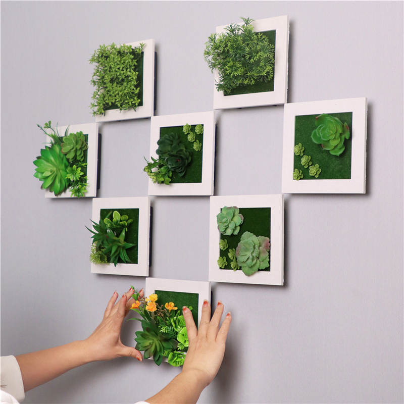 3D Photo Frame Home Decor Artificial Succulent Flowers Wall Frames Plastic Plants Living Room Wedding Decoration