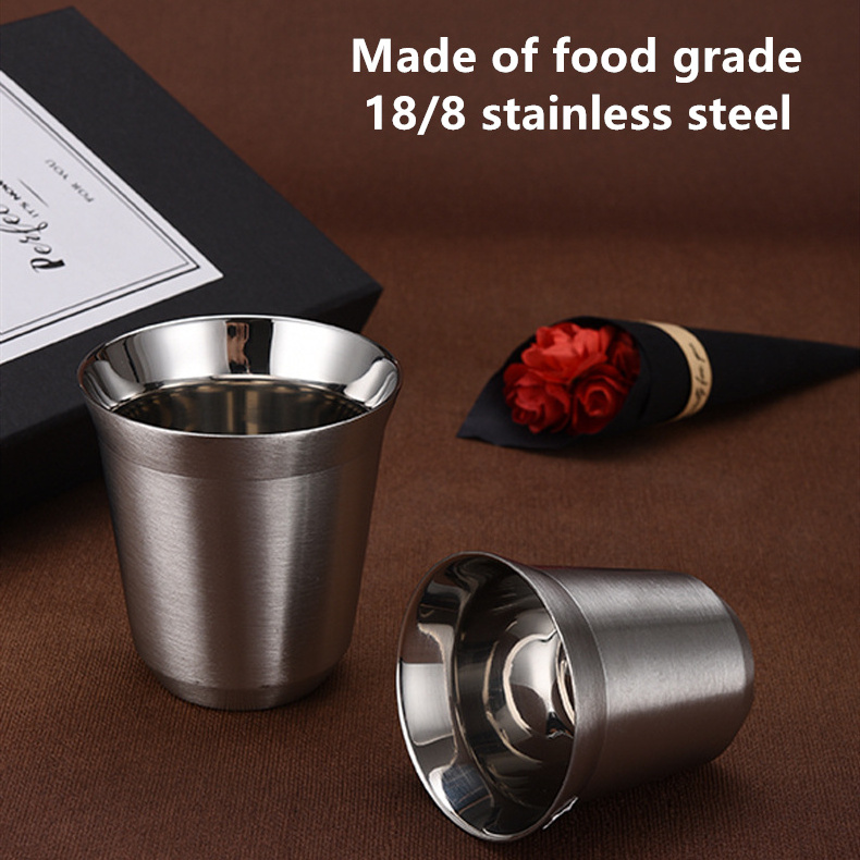 80ml 160ml Small Size Double Wall Insulated Stainless Steel Espresso Coffee Cups