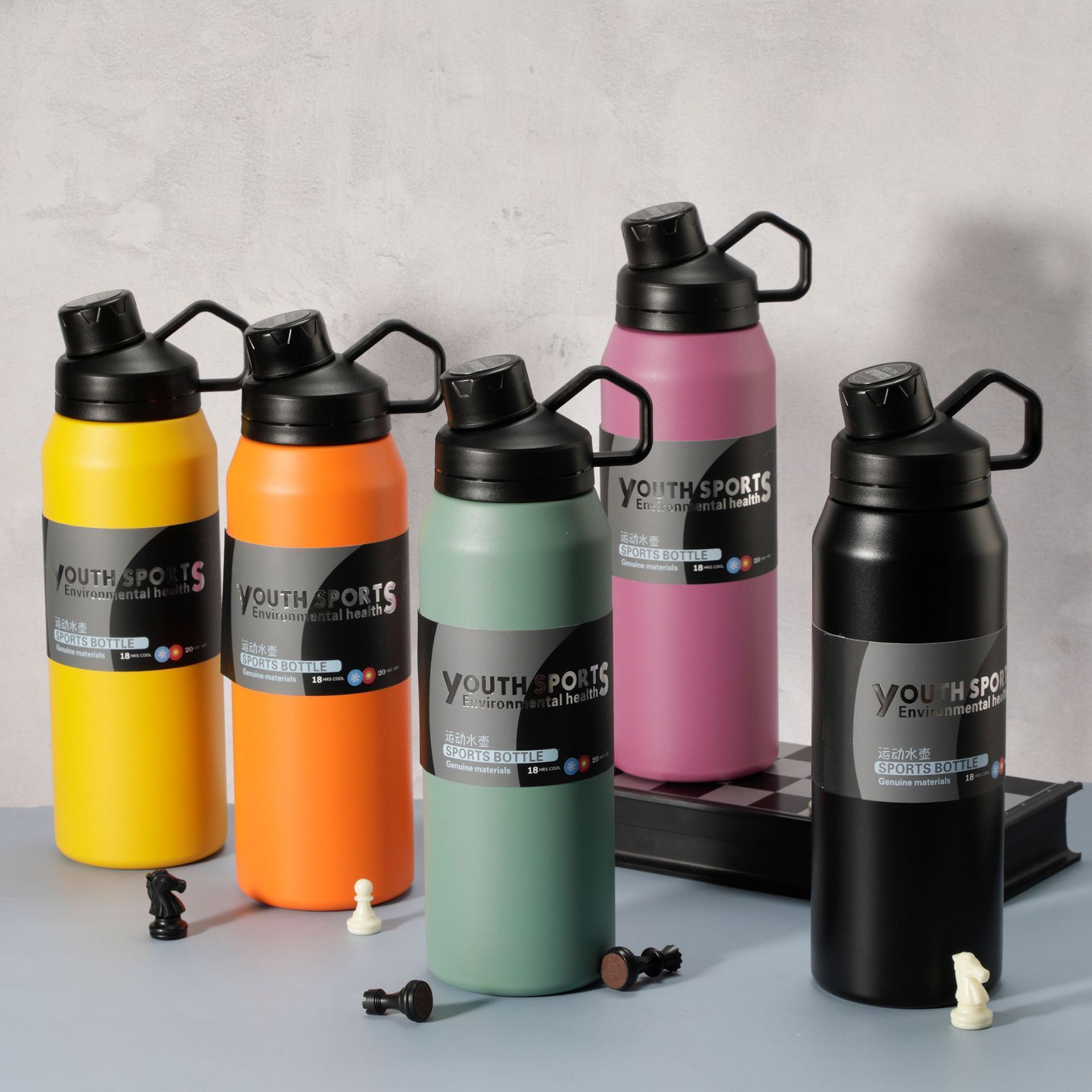 Leak proof 1 liter Sport Bottle Stainless Steel Vacuum Thermal Flask Sports Water Bottles with Custom Logo