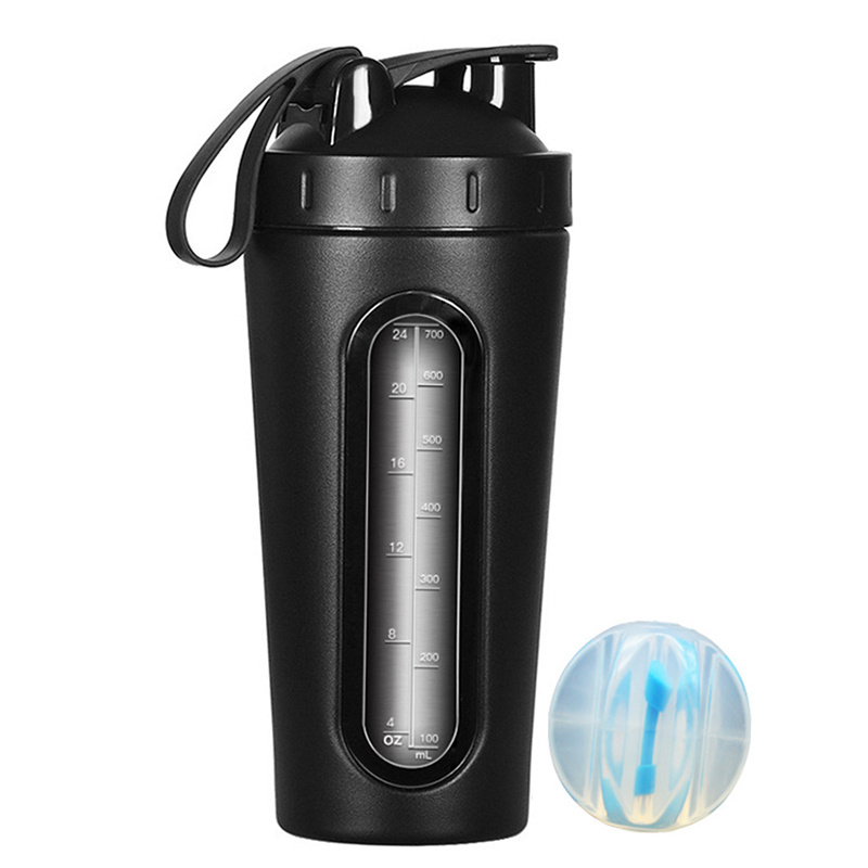 Protein Shaker with Visible Window Stainless Steel Protein Powder GYM Shaker Bottle