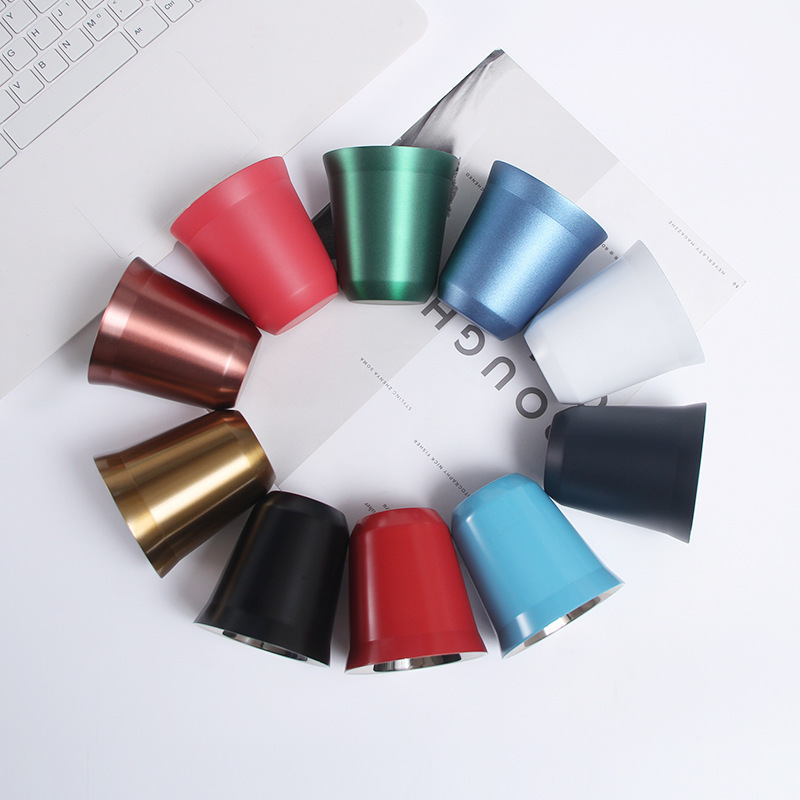 Custom Colorful Double Wall 304 Stainless Steel Metal Espresso Cup Shot Glass Coffee Cups