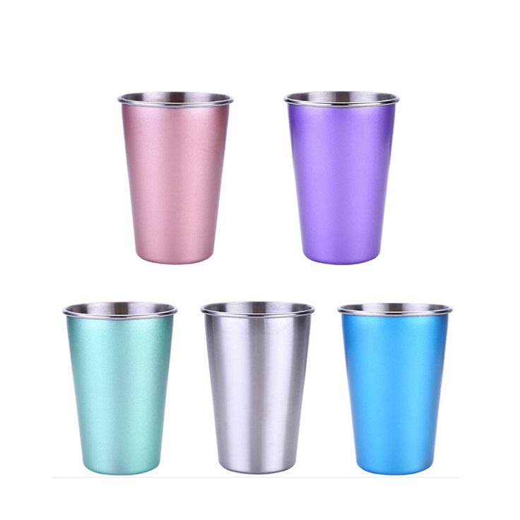 Customized Reusable 300ml/500ml Stainless Steel Beer Mug Single Wall Metal Coffee Cup for Drinkware