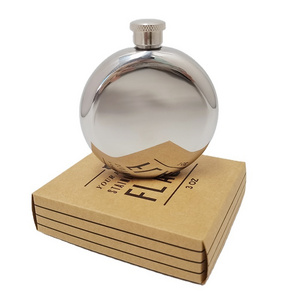 Promotion Gift Mini Hip Flasks Portable 3oz 5oz 8oz Stainless Steel round Pocket Flask for Wine Whisky Liquor for Man Woman