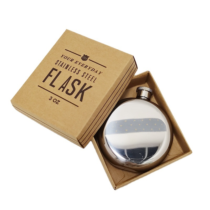 Promotion Gift Mini Hip Flasks Portable 3oz 5oz 8oz Stainless Steel round Pocket Flask for Wine Whisky Liquor for Man Woman