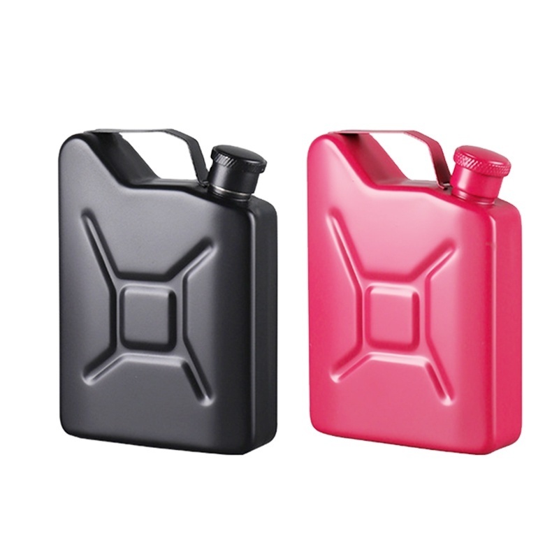 Hot Sell 304 Stainless Steel Jerry Can Shaped Black Hip Flask With a Funnel