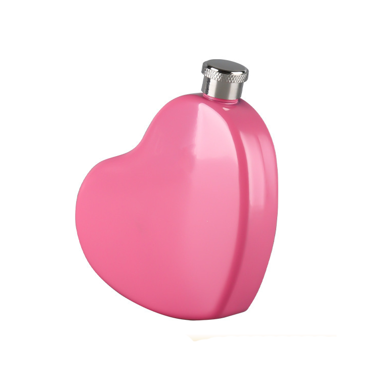 Custom 5oz 304 Stainless Steel Heart Shaped Mini Liquor Hip Flask for Gifts