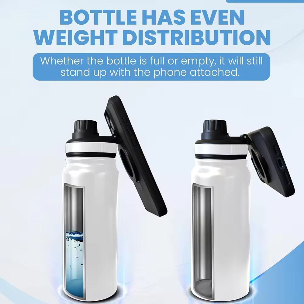 Portable Stainless Steel 32oz/40oz/64oz Vacuum Flask & Thermos with Magnetic Lid Outdoor Sport Water Bottle & Phone Holder