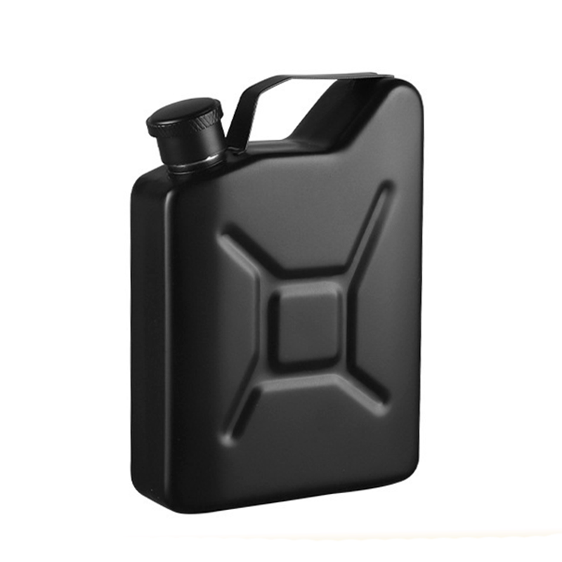 Hot Sell 304 Stainless Steel Jerry Can Shaped Black Hip Flask With a Funnel