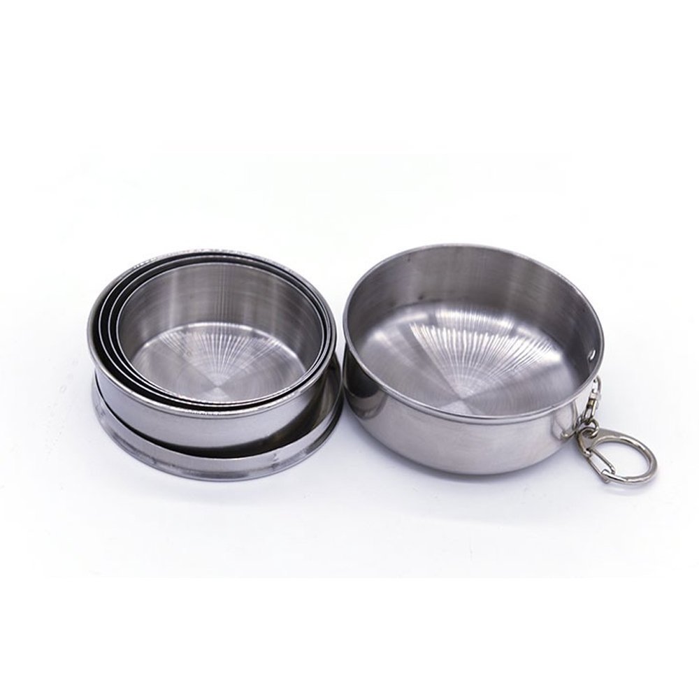 2oz 5oz 9oz Keychain Stainless Steel Collapsible Cups Folding Cups with Keychain for Giveaways and Special Occasions