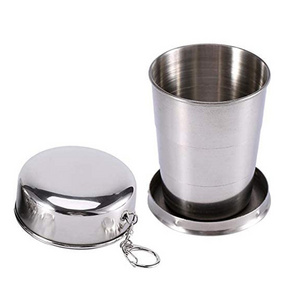 2oz 5oz 9oz Keychain Stainless Steel Collapsible Cups Folding Cups with Keychain for Giveaways and Special Occasions