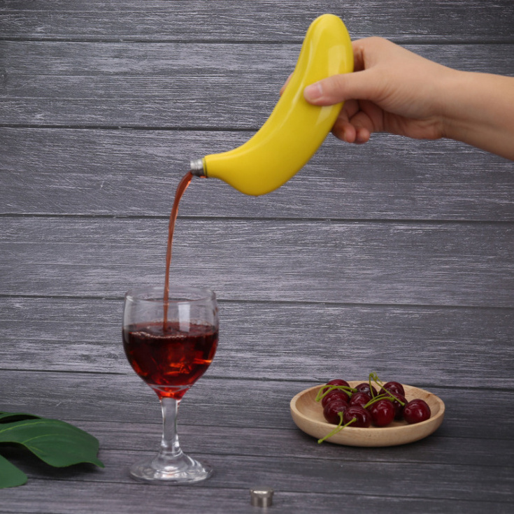 5 oz Banana Shape Custom Flask Hidden 304 Stainless Steel Wine Flask