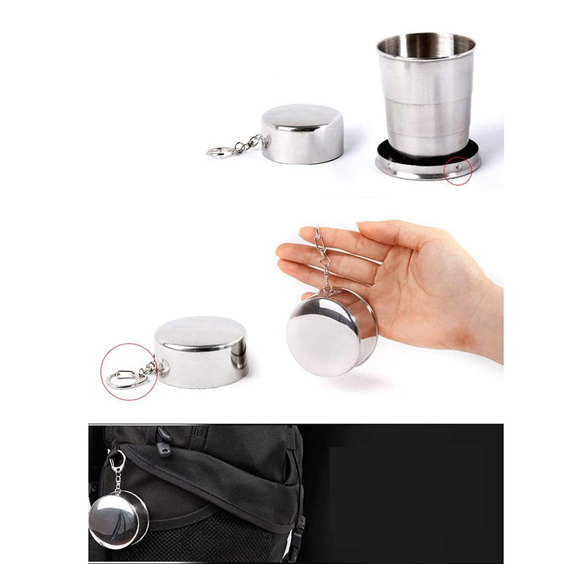 Modern 304 Stainless Steel Portable Collapsible Folding Cup 2oz 5oz 9oz Eco-Friendly Metal Drinkware for Travel Tea Promotion