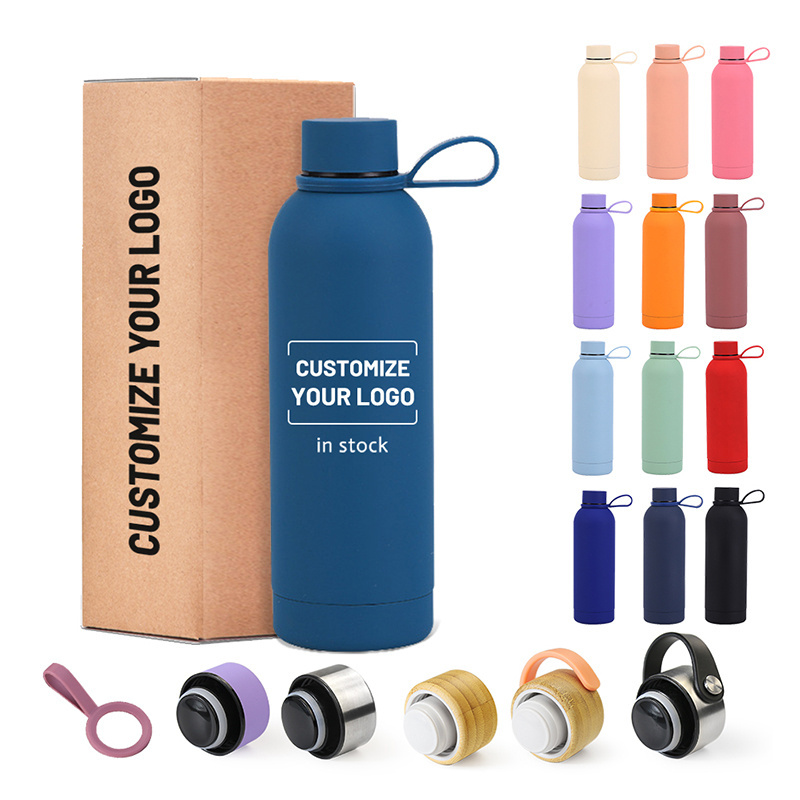 Custom Soft touch 500ml Drink Bottle Stainless Steel Thermos Flask Vacuum Insulated Rubber Paint Matte Sports Water Bottle