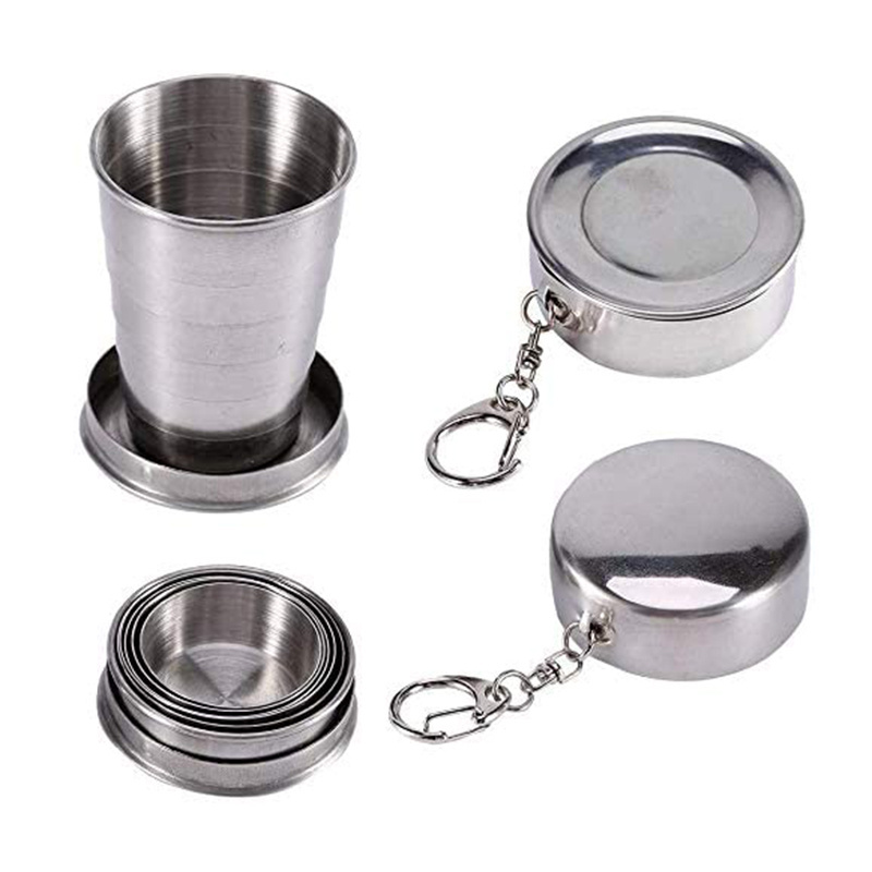 Modern 304 Stainless Steel Portable Collapsible Folding Cup 2oz 5oz 9oz Eco-Friendly Metal Drinkware for Travel Tea Promotion