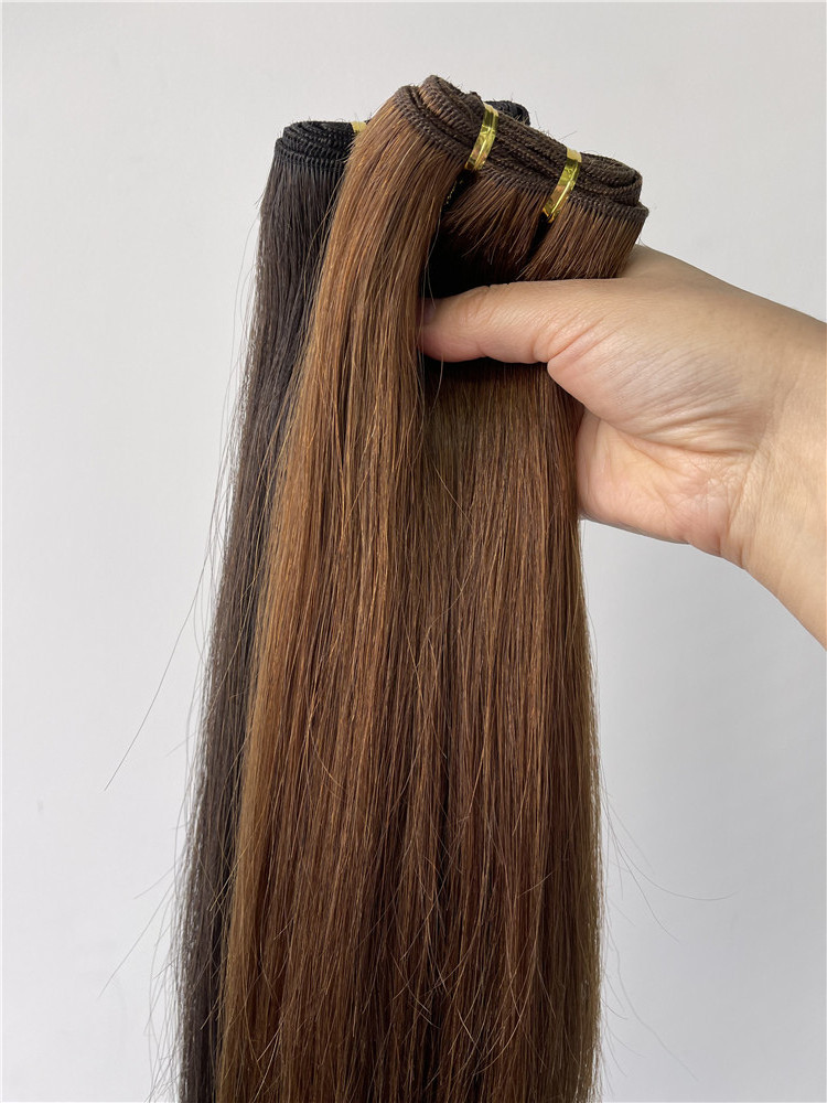 Top quality 100% Russian Hair Extensions No tangle No shedding Full cuticle Kept Machine Weft Wholesale Price