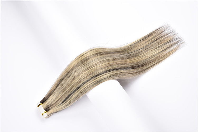 Salon Quality Russian Virgin Double Drawn Remy Cuitlce Ash Blonde Balayage Ombre Tape In  Single Weft Dyed Human Hair Weft