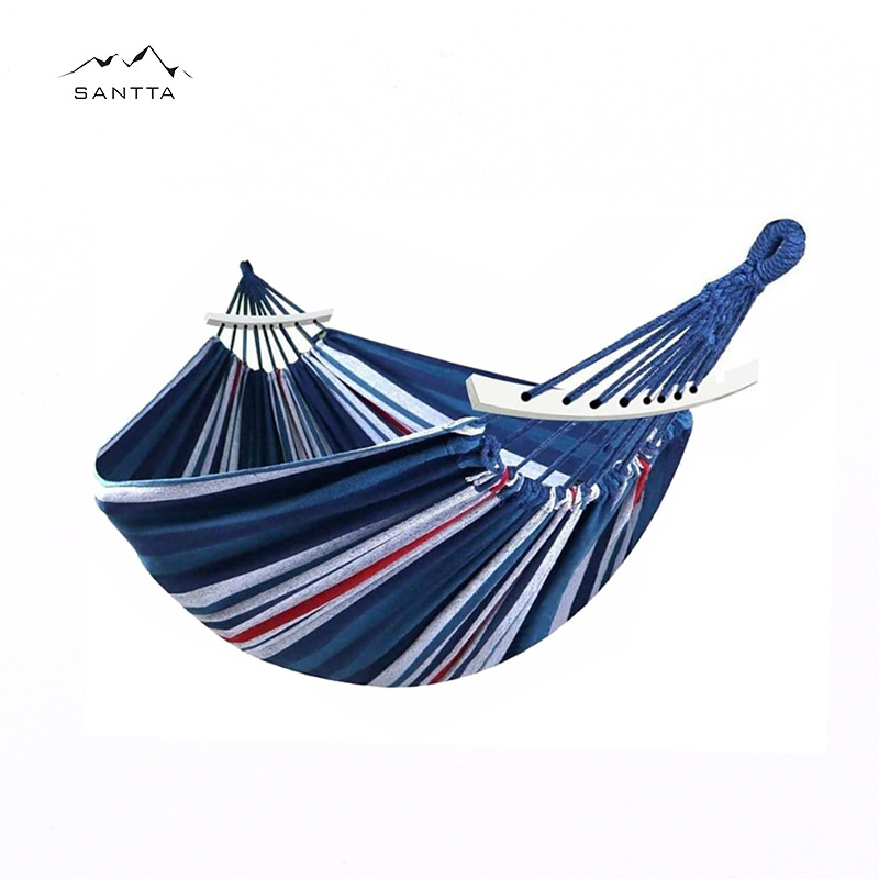 SANTTA 150cm 59inch Wide Big Size Brazilian Hammock with Wooden Spreader Bar for Garden and Courtyard