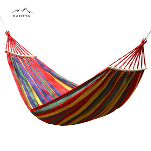 SANTTA Rainbow Multi-color Big Adult Brazilian Hammock with Wood Spreader Bar for Patio and Courtyard