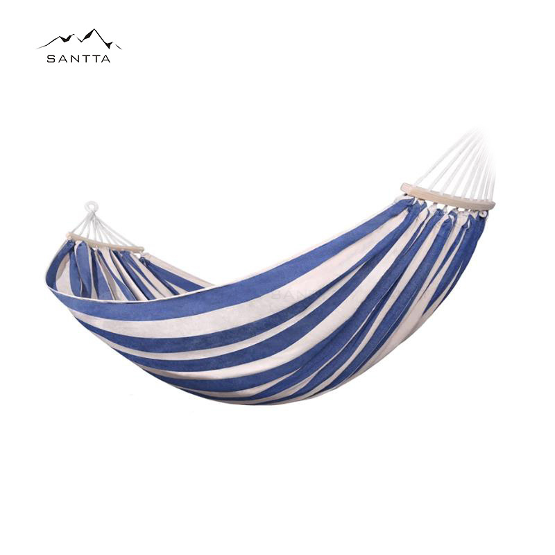 SANTTA XL Striped Brazilian Hammock with Wood Spreader Bar for Patio and Courtyard