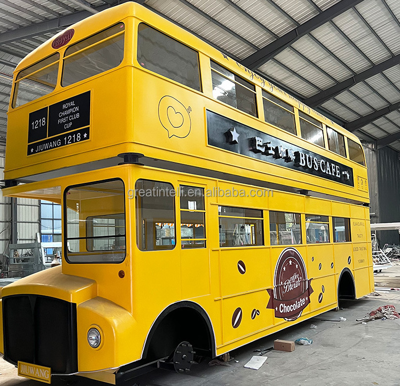 Factory Big Open Top Double Decker Bus Mobile Beer Food Truck On Wheel