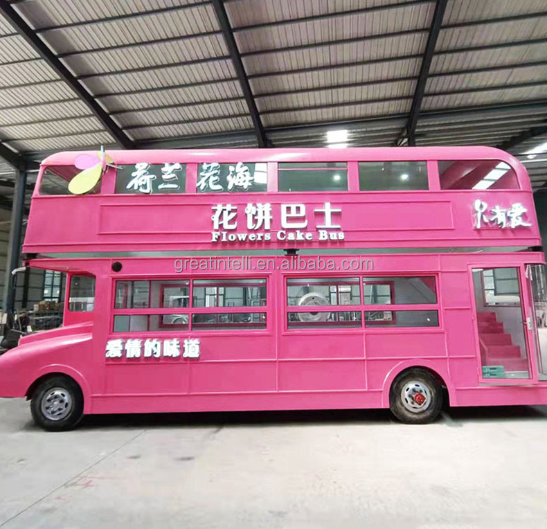 Factory Big Open Top Double Decker Bus Mobile Beer Food Truck On Wheel