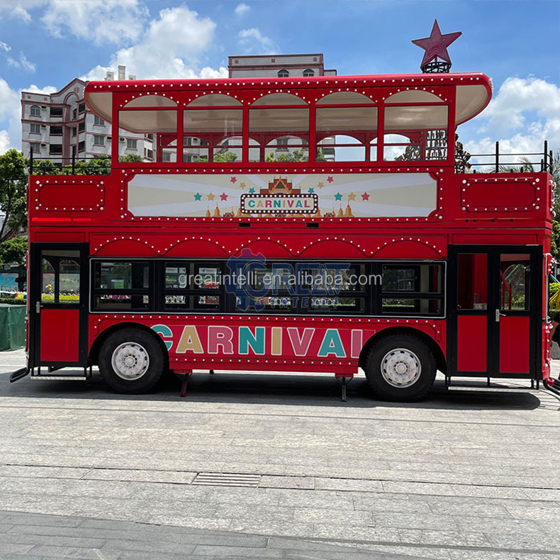 Good Quality 2 Story Large Double Decker Train Set Mobile Food Truck For Sale Coffee Cart Bike