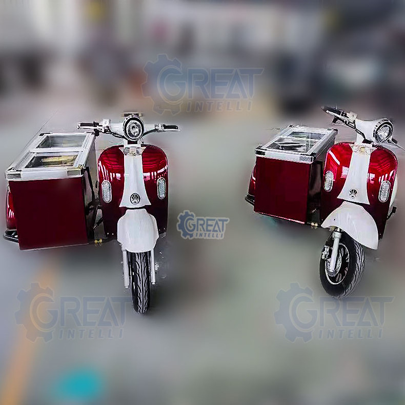 Newest three-wheel Frozen mobile bicycle food cart popsicles display freezer electric ice cream bike with freezer