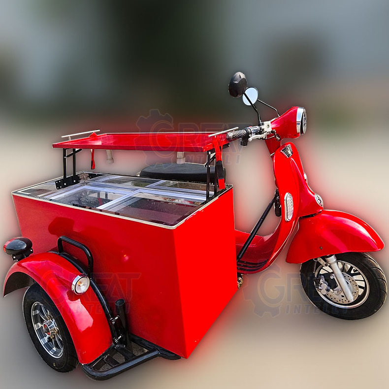 retro small scooter  cart street trike motor mini tricycle cargo delivery electric food bike with side car