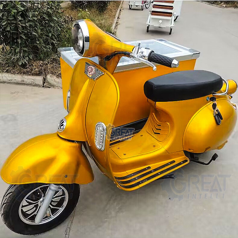 retro small scooter  cart street trike motor mini tricycle cargo delivery electric food bike with side car