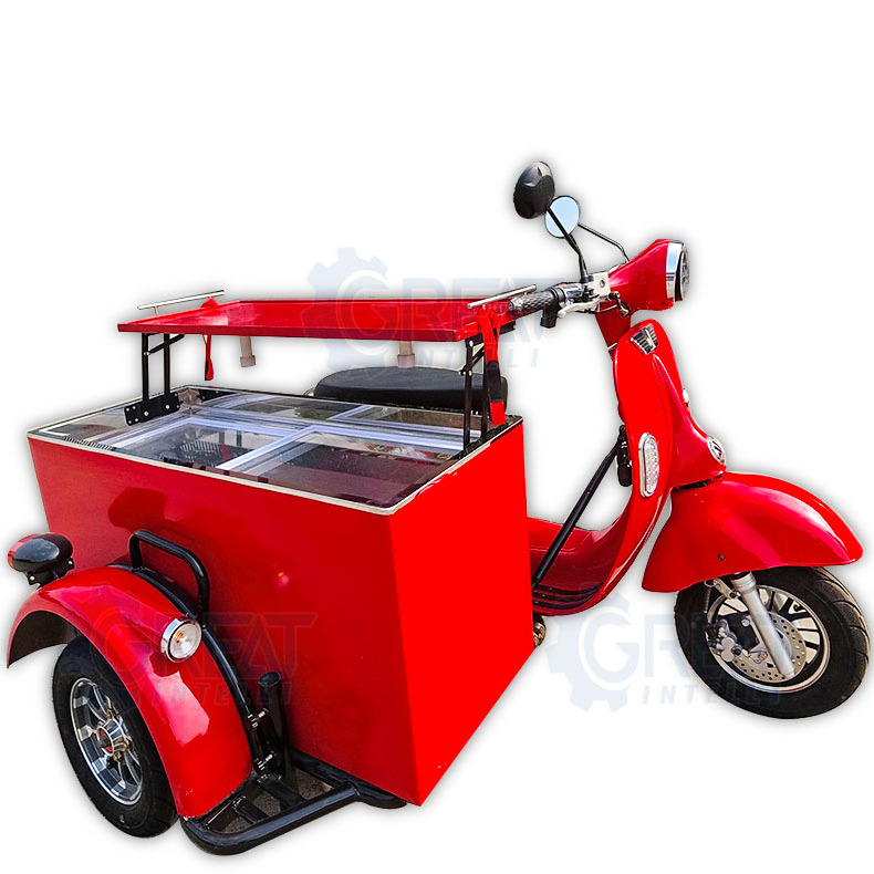 small street motor mobile popsicle carts bike ice cream popsicle cart tricycle food cart with freezer