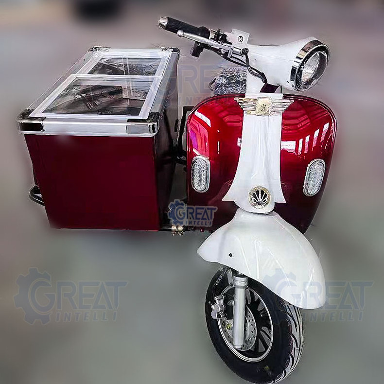 ice cream moped sidecar icecream machines electric mobile 3 wheels ice cream scooter with freezer ice bike