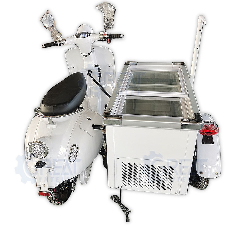 Retro vintage food delivery scooter Ice Cream Truck Metal vending ice cream electric bike food cart moped cart