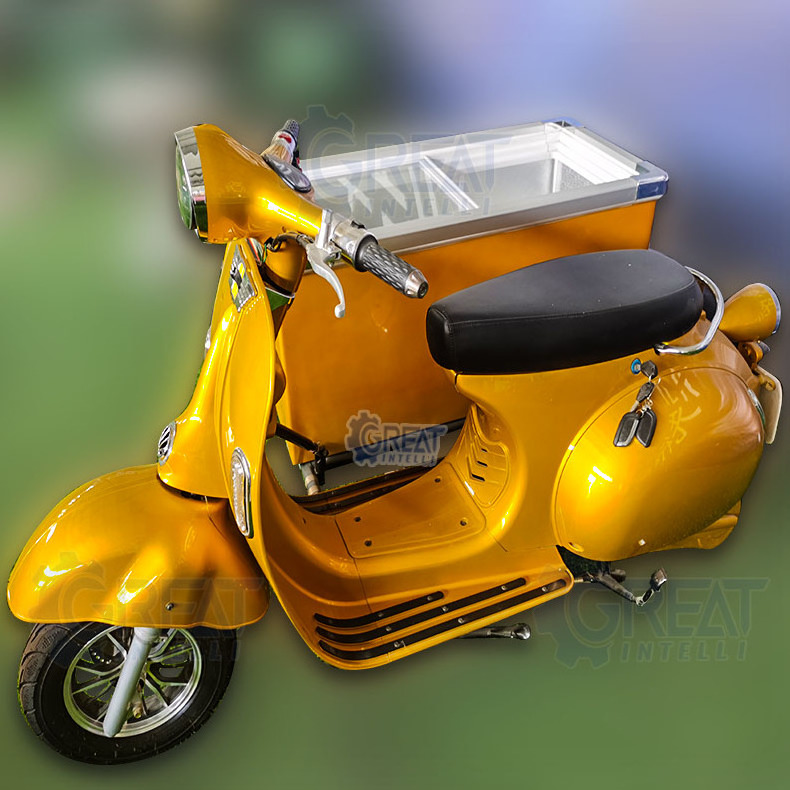 retro small scooter  cart street trike motor mini tricycle cargo delivery electric food bike with side car