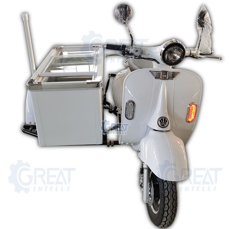 event stand moped sidecar icecream machines electric mobile 3 wheels ice cream cart scooter with freezer bike