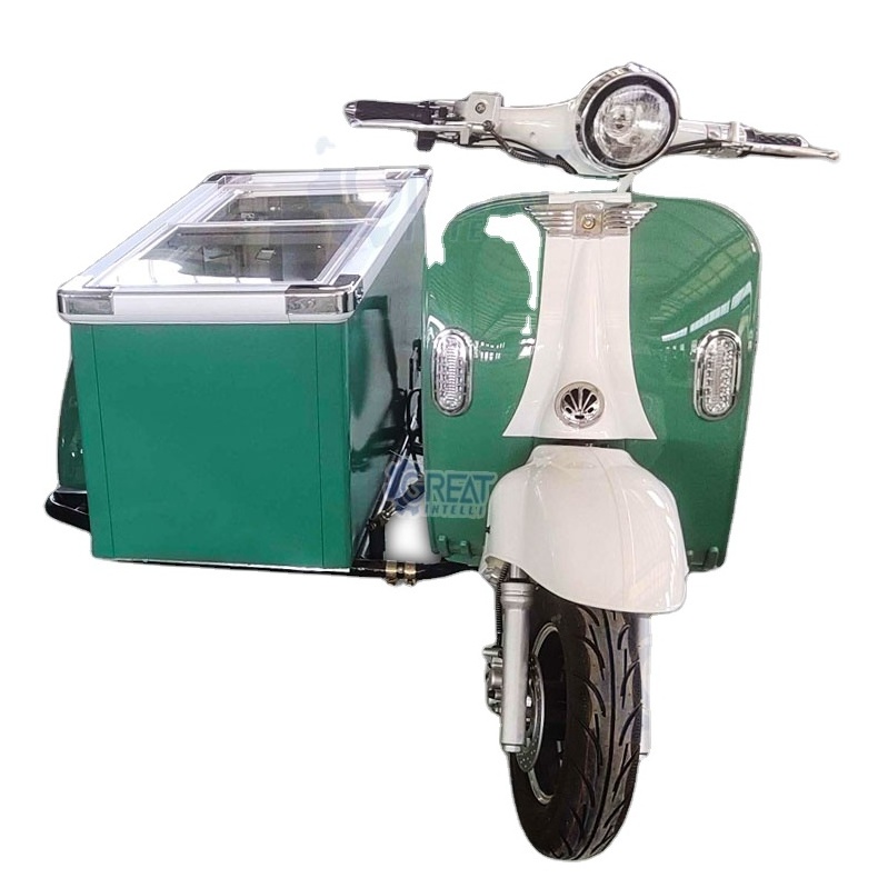 ice cream moped sidecar icecream machines electric mobile 3 wheels ice cream scooter with freezer ice bike