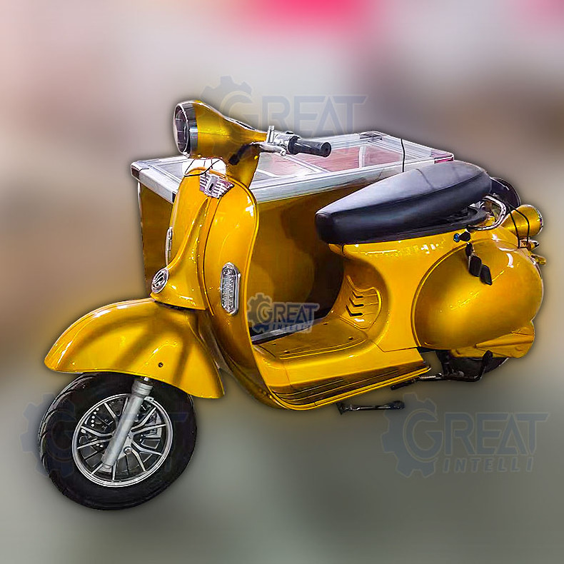 Retro vintage food delivery scooter Ice Cream Truck Metal vending ice cream electric bike food cart moped cart